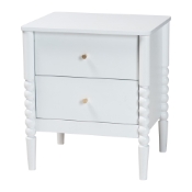 Baxton Studio Lucera Mid-Century White 2-Drawer Bobbin Nightstand